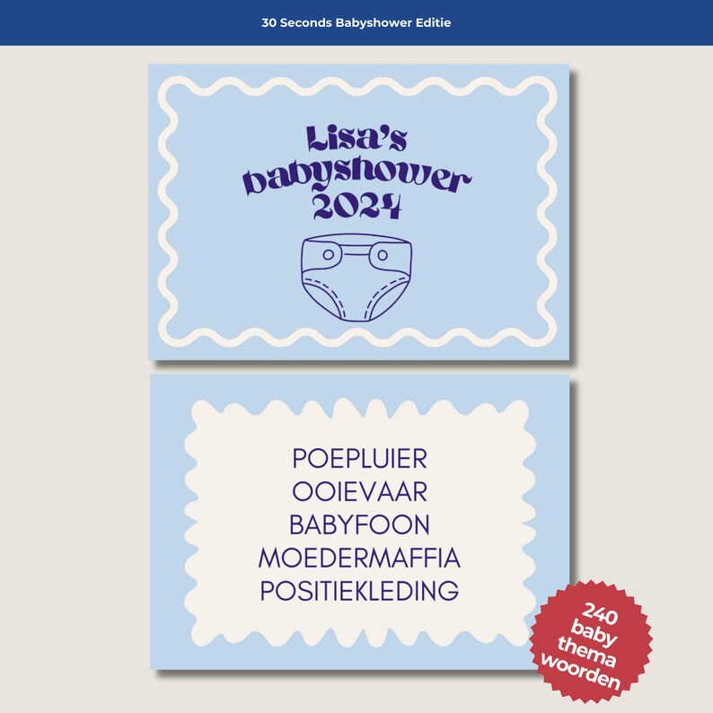 Baby Shower Game Printable and Customizable Baby Shower Card Game 30 ...