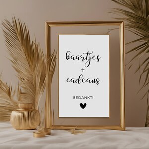 Tarjetas de dibujo y regalos minimalistas || Signo imprimible para boda, baby shower, jubilación, cumpleaños || Mesa de regalos || Holandés