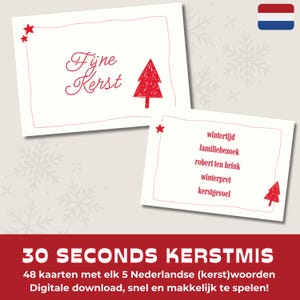 Kerstspel || Printbaar Familiespel voor Kerstmis || 30 Seconds Kerst || Minimalistisch || Nederlands || Dutch