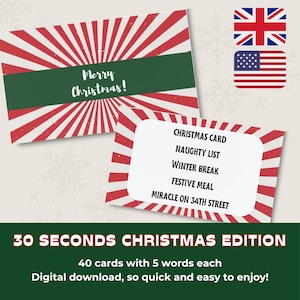 Printable 30 Seconds Christmas Cards || Digital Christmas Party Game || Downloadable Christmas Trivia