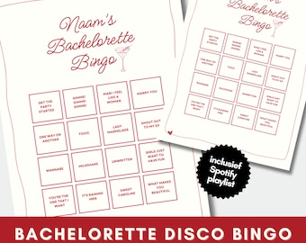 Juego de despedida de soltero || Bingo musical de despedida de soltera || Juego imprimible para fiesta de bodas || Minimalista || Discoteca || Holandés