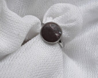 Burgundy ring, raw art jewelry in polymer clay, adjustable thin band, gift idea for women and Mother's Day