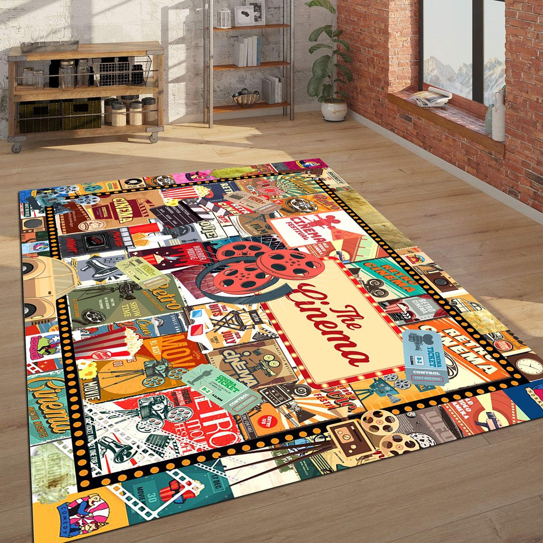 Projector Rugs Cinema Rug, Film Reel Pattern, Movie Room Decor - Etsy