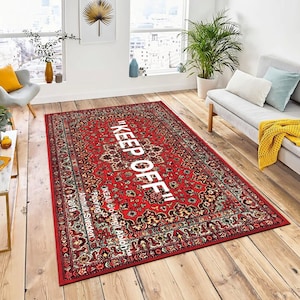 Keep Off Rug, Off White Rug, Traditional Design Carpet, Living Room Rug, Keepoff Pattern, Home Decor, Modern Rug, Custom Rug, Non Slip Rug