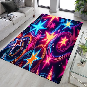 Arcade Stars Rug, Arcade Bar Carpet, Retro Style Gaming Rug, Bowling Alley Carpet, Retro Rug, Arcade Bar Rug, Arcade Rug, 80s Rug, Retro