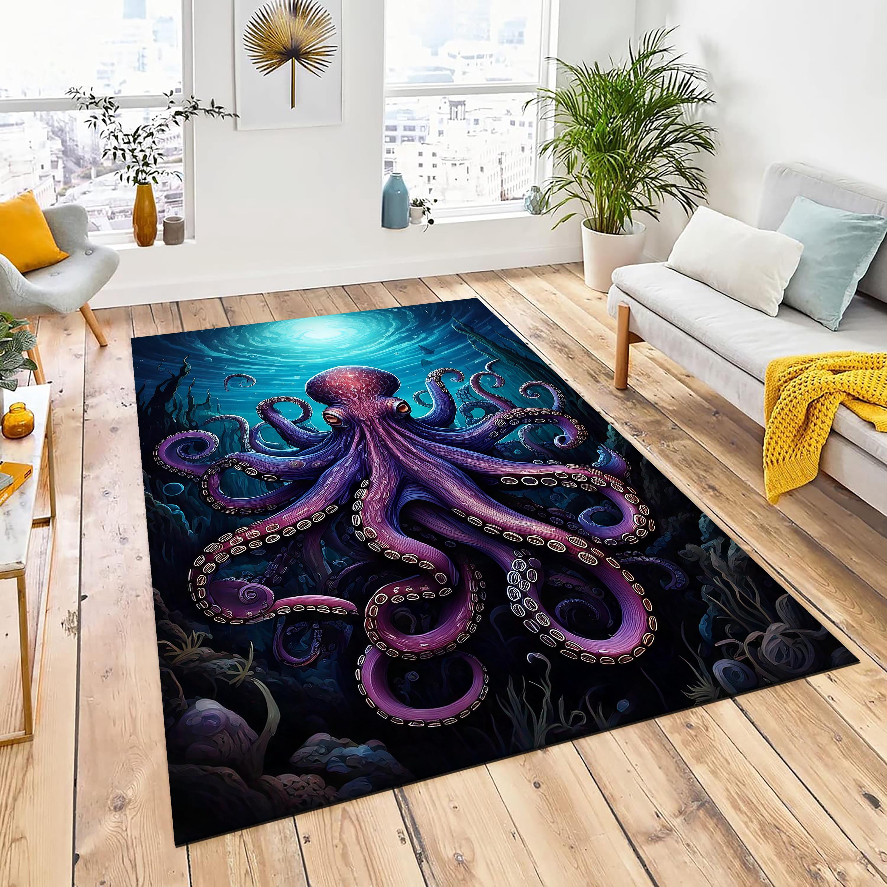 Octopus Rug for Gothic Room Decor, Octopus Mat Dark Academia Raven in ...