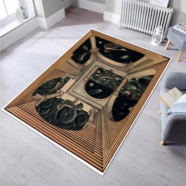 Escher Art Rug, Art Rug, Illustration Rug, Architectural Rug, Decorative Rug, Modern Rug, Popular Rug, Home Decor, Carpet for Living Room