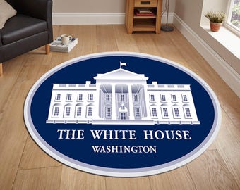 The White House Washington Round Rug, American Eagle, Seal Of The President Rug, USA Rug, Gift For Patriot, Housewarming Gift, Office Gift