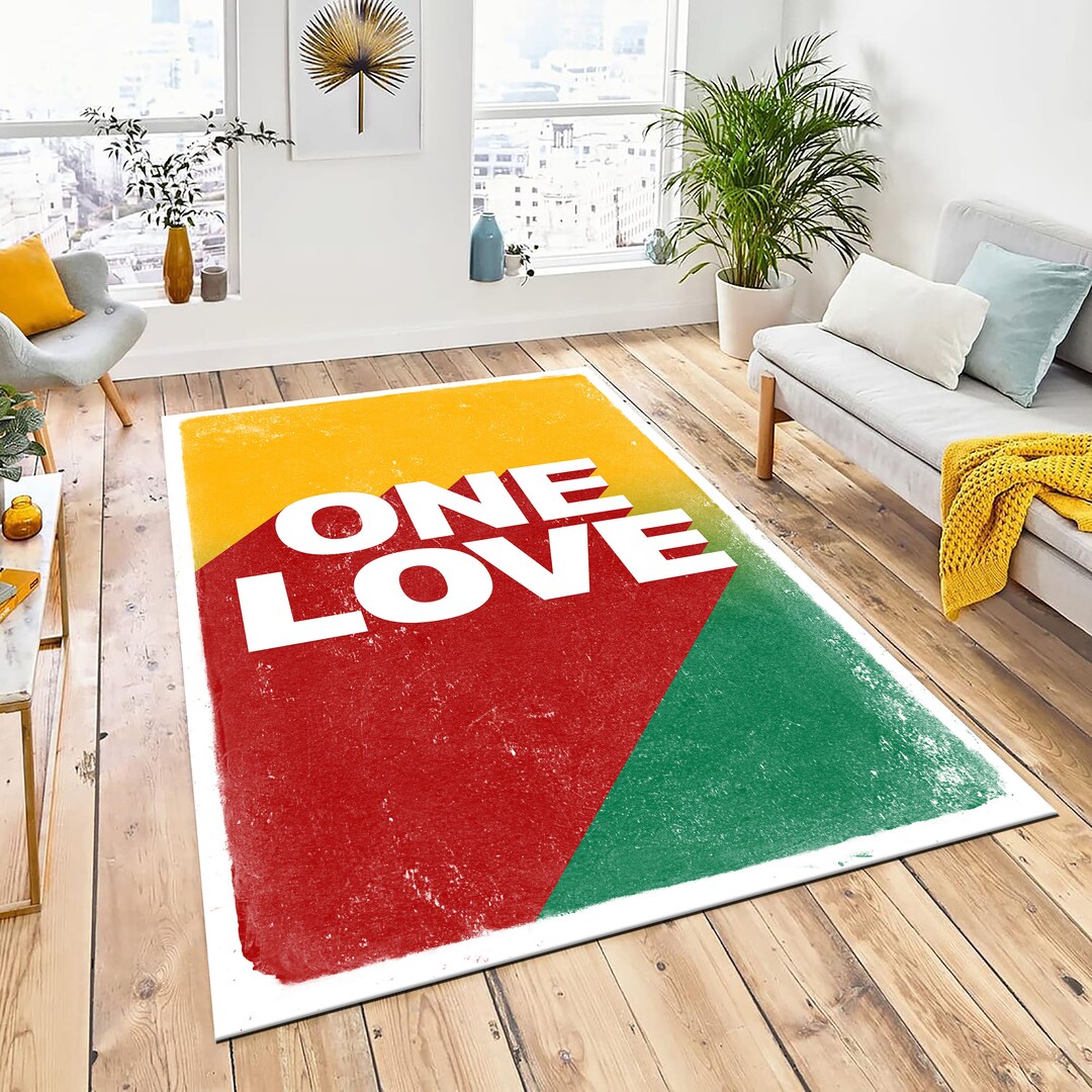 One Love Rug, Bob Marley Design Area Rug, Popular Rug, Home Decor, Soft ...