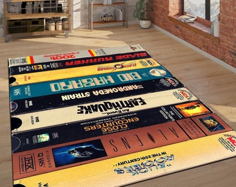 Dywan z filmu grozy retro VHS, nostalgiczny wystrój