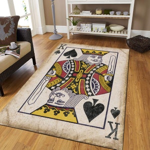 Tappeto per carte da gioco, Tappeto per carte, Tappeto King, Tappeto per carte King, Opere d'arte astratta, Arredamento moderno per la casa, Arredamento per la casa della sala giochi, Tappeto da poker