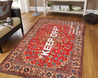Tapis à motifs persistants, base en coton, design traditionnel, antidérapant