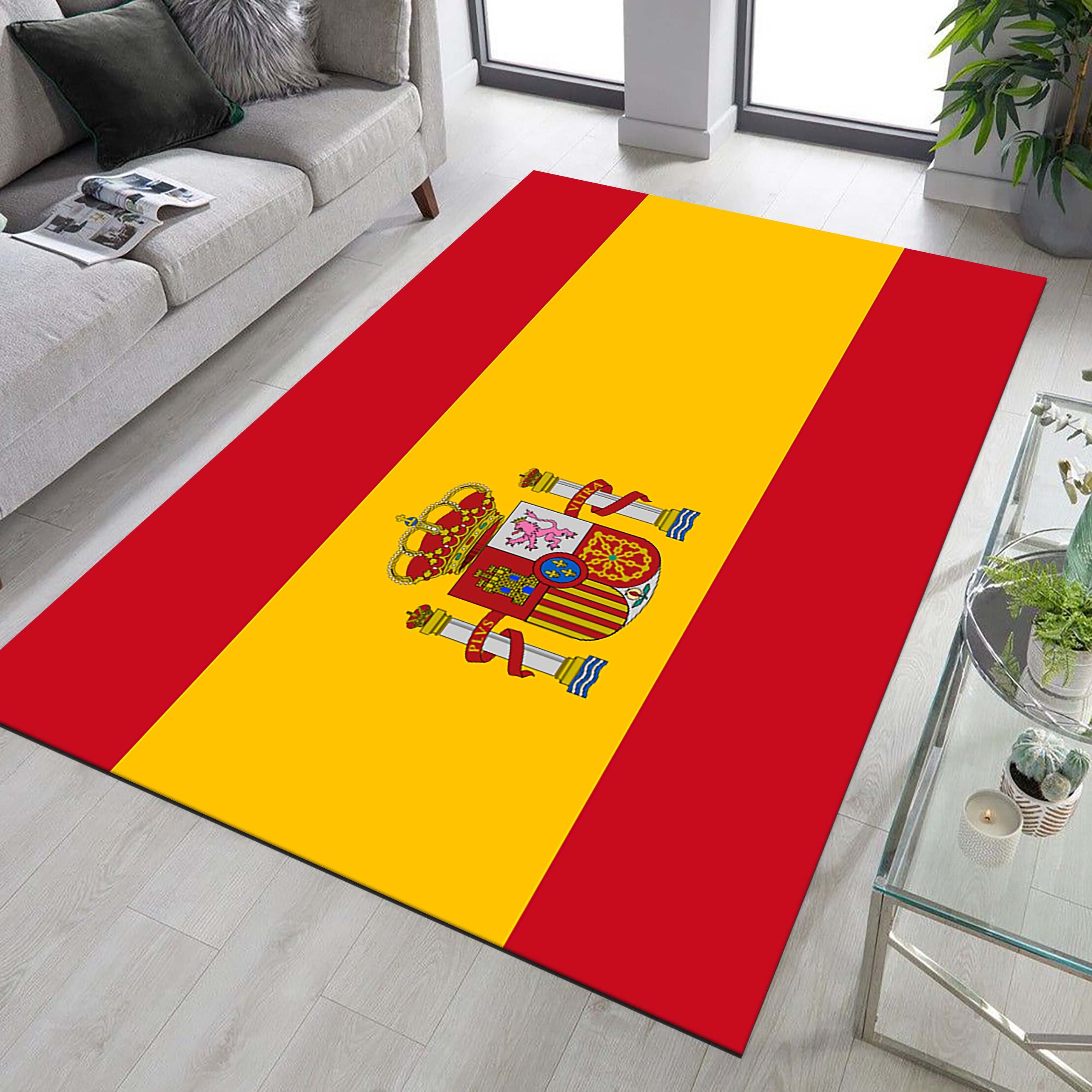 Espanic Rugs Spanish Flag Rug, Coat of Arms, Hispanic Decor - Etsy