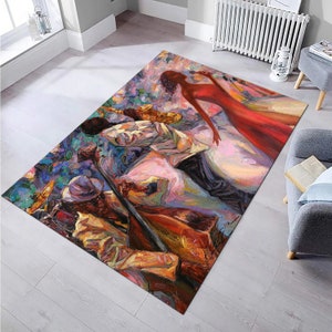 Jazz Musicians Painting Rugs, Bridesmaid Gift, Classic Rug, Living Room Rug, Non-Slip Carpet, Jazz Rugs, African Rugs, Area Rug, Trendy Rug