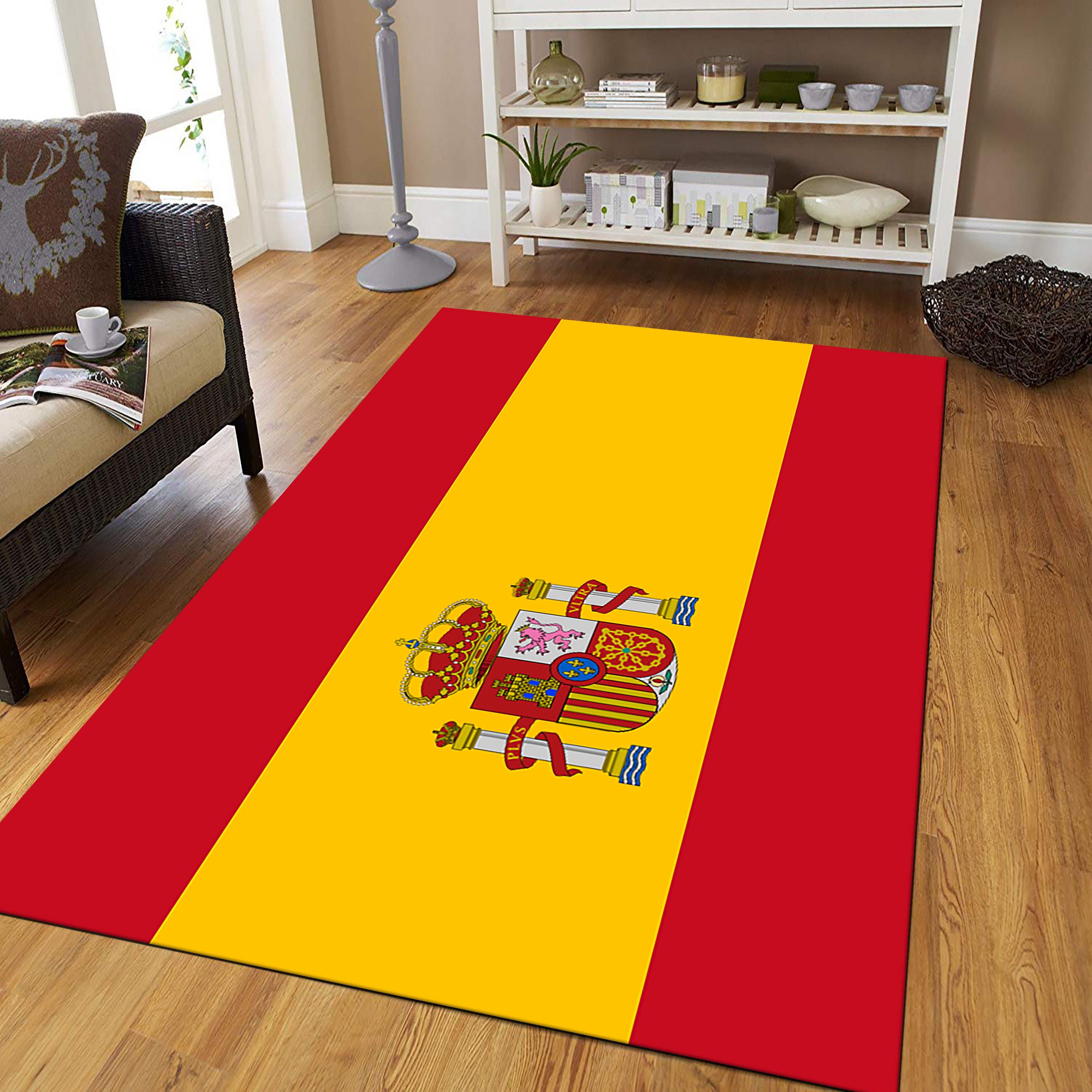 Espanic Rugs Spanish Flag Rug, Coat of Arms, Hispanic Decor - Etsy