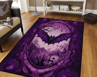 Bat Gothic Rug, Dark Academia Decor, Victorian Goth Room