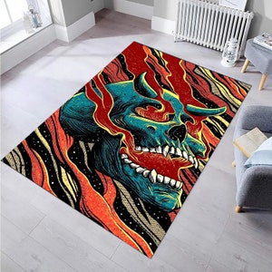 Horror schedel schreeuwtapijt, gotisch vloerkleed, fantastisch tapijt, zieltapijt, horrortapijt, decorkleed, gepersonaliseerd cadeau, decoratief tapijt, cadeau-ideeën
