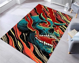 Horror Skull Area Rug, Gothic Scream Design, Personalized Decor