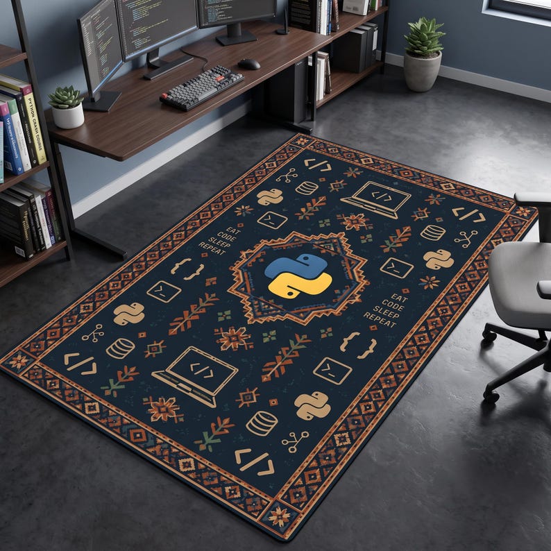 Python Developer Rug, Engineer Carpet, Software Mat, Study Room Decor bild 1