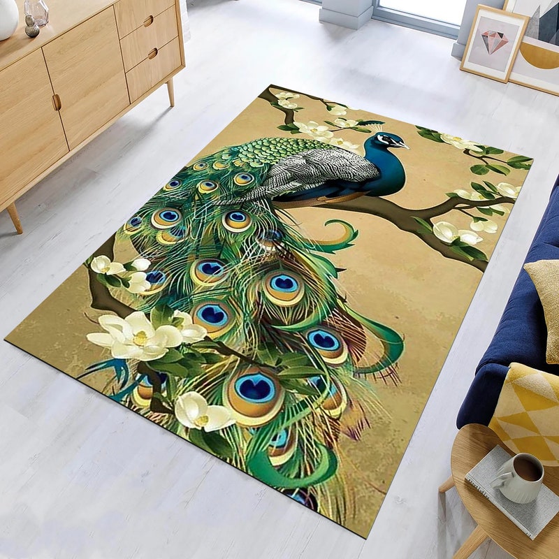 Peacock Design Area Rug - Etsy