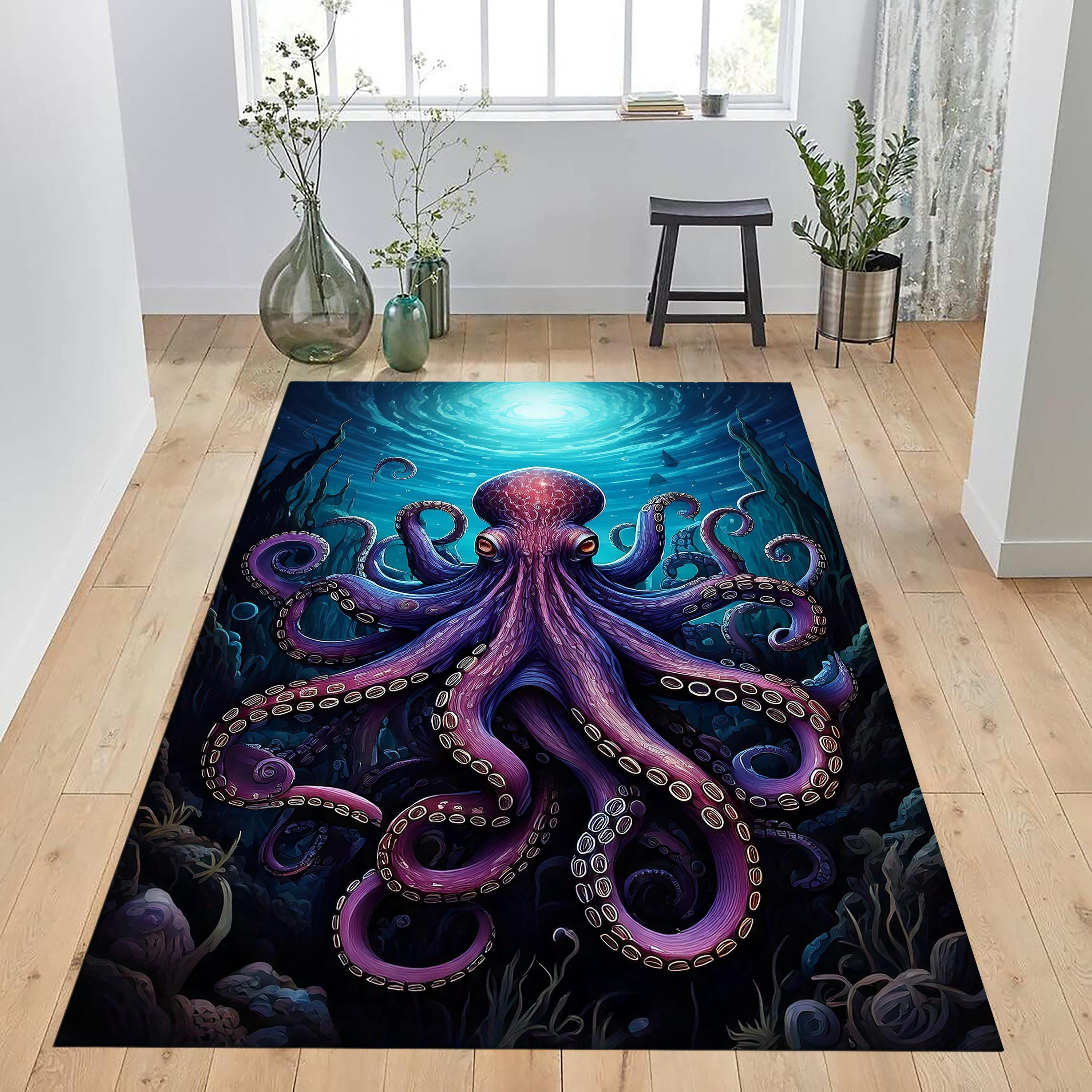 Octopus Rug for Gothic Room Decor, Octopus Mat Dark Academia Raven in ...