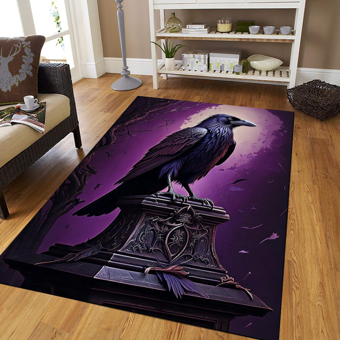 Gothic Mug Rug Gothic Raven Rug, Goth Crow Rug With Ankh and Pentagram Symbols, Gothic ...