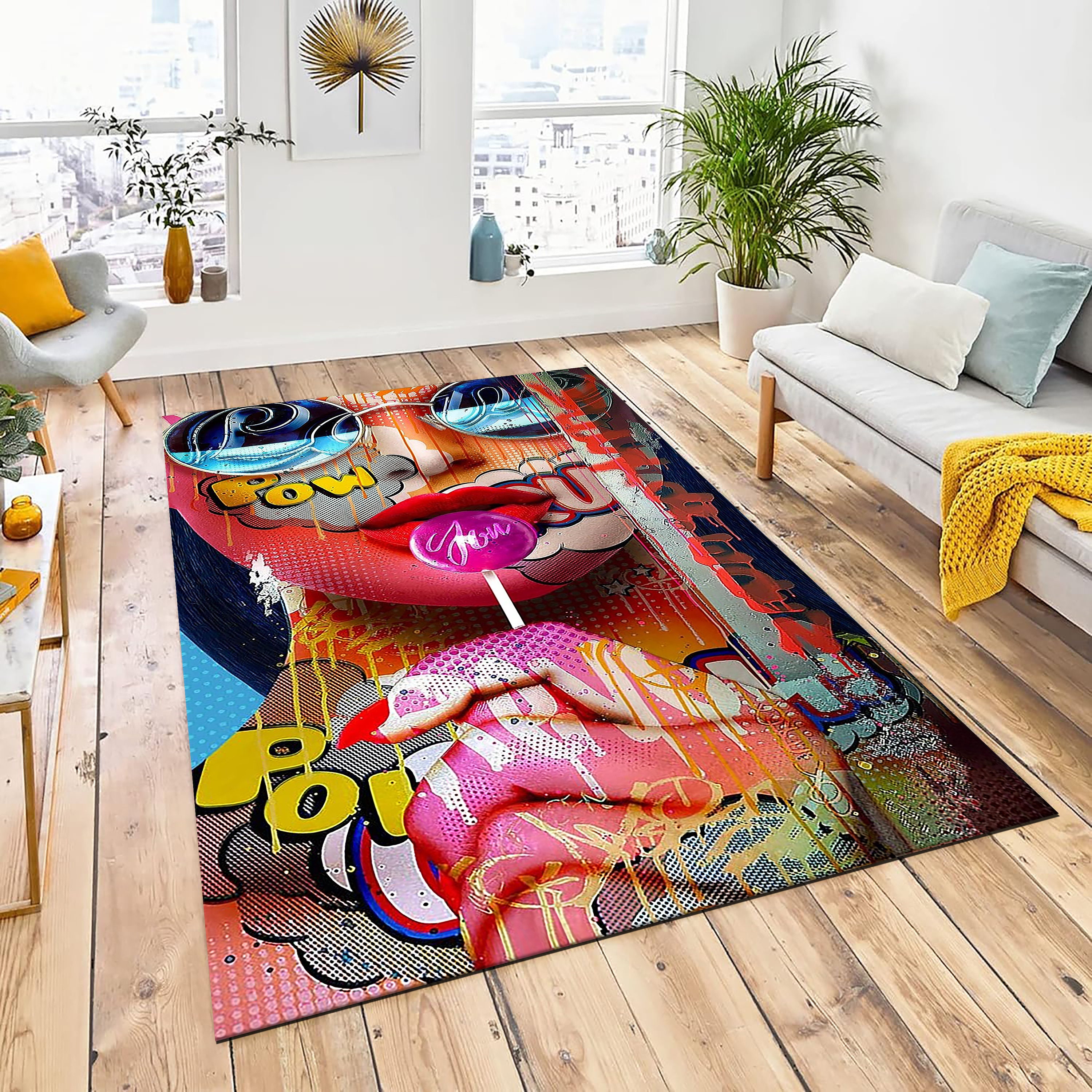 Pop Art Lolipop Rug, Colorful Cotton Area Rug - Etsy