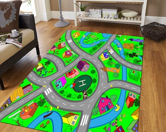 City Road Map Rug, Kids Playroom Activity Mat
