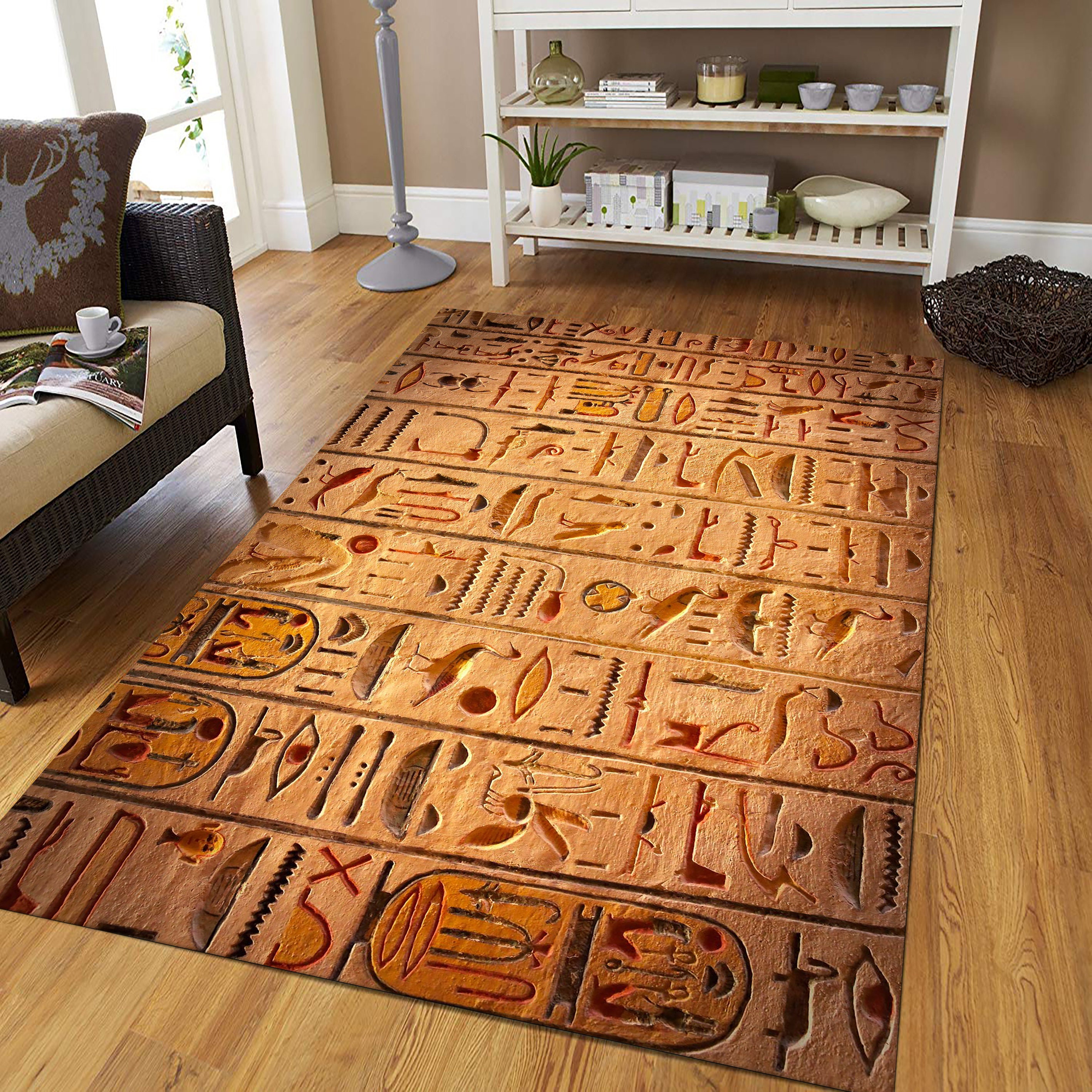 Wegyptian Rug Egyptian Hieroglyph Area Rug, Ancient Design, Custom Cotton Rug - Etsy