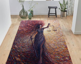 Goddess of Justice Rug, Woman Design, Modern Art Rug