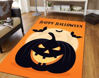 Halloween Pumpkin Area Rug, Non-Slip Floor Mat