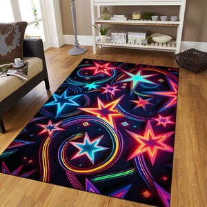 Arcade Stars Rug, Arcade Bar Carpet, Retro Style Gaming Rug, Bowling Alley Carpet, Retro Rug, Arcade Bar Rug, Arcade Rug, 80s Rug, Retro