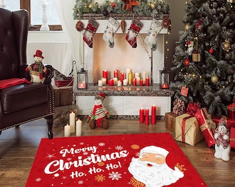 Merry Christmas Cotton Rug, Holiday Decor
