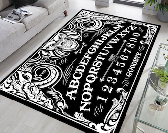 Witch Board Cotton Rug, Gothic Occult Halloween Decor