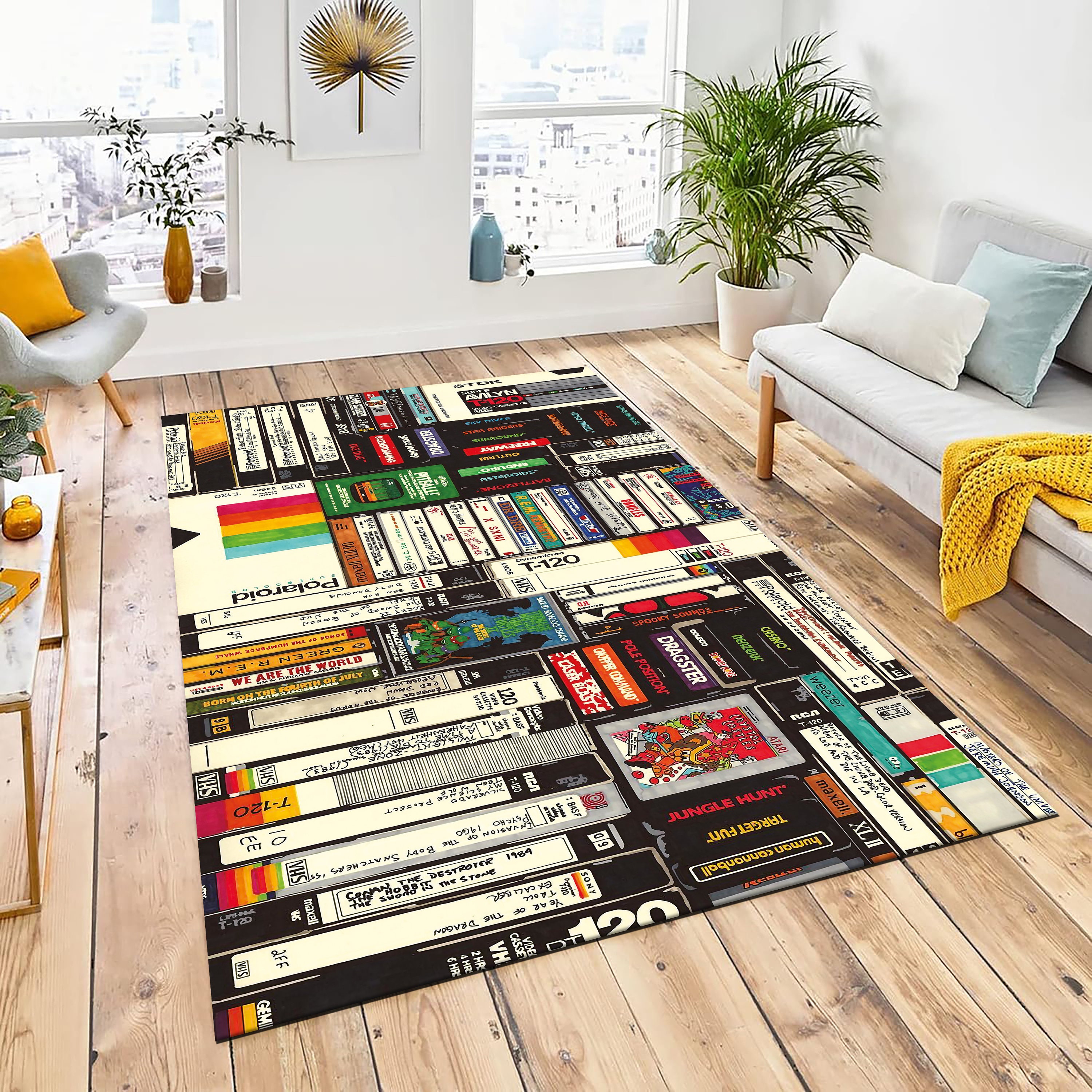 Nostalgic Retro Style Vhs Case Themed Horror Movie Room Rug, Classic ...