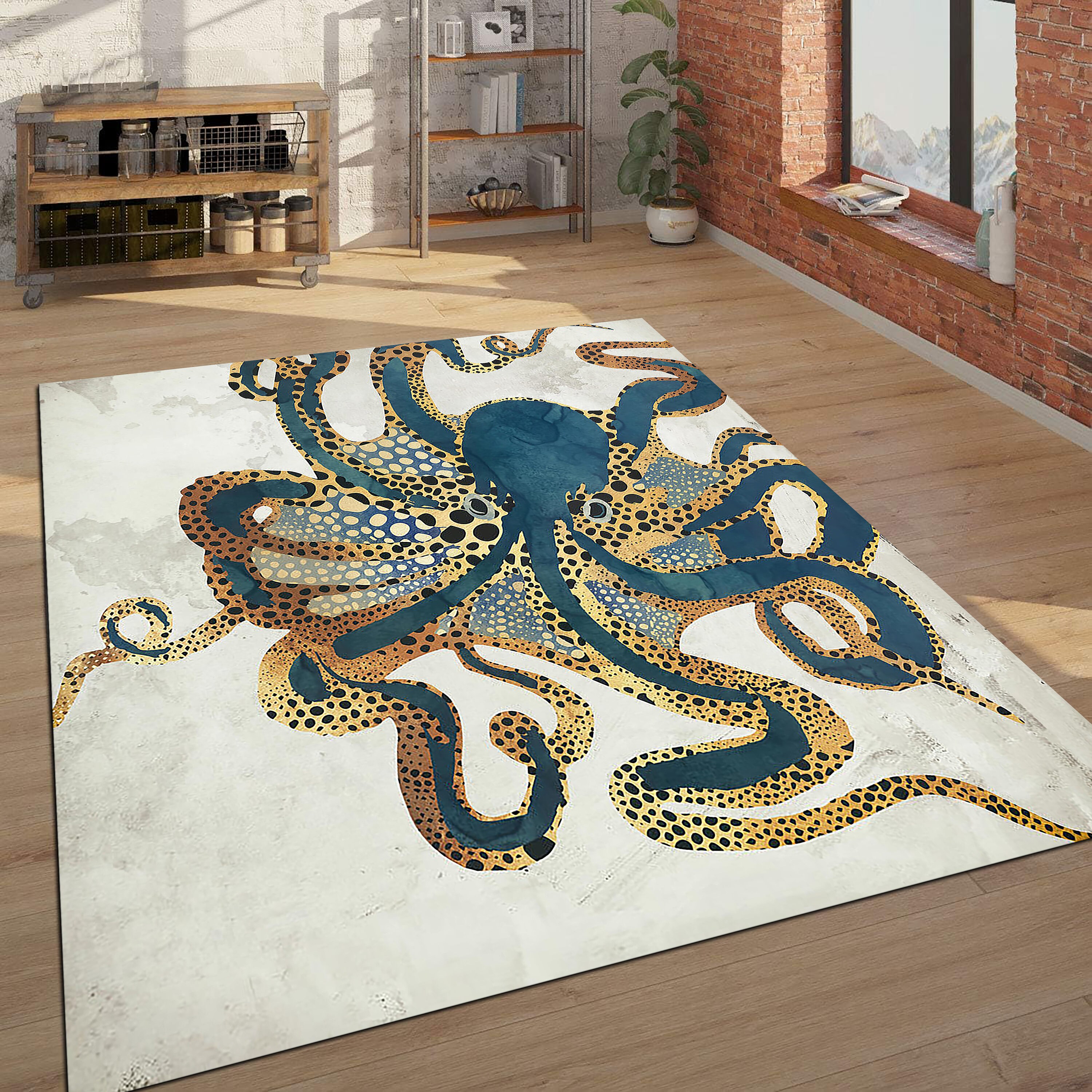 Octopus Area Rug, Patterned Printing, Modern Home Decor - Etsy