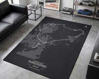 Nürburgring-karta över racerbanan, specialdesignad spelrumsdekor, tävlingskarta över mattan
