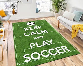 Alfombra infantil con diseño de campo de fútbol, tapete de juego
