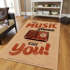 Retro Record Music Decor Rug, Music Pattern Rug, Musical Carpet, Gift for Musician, Popular Rug, Custom rug, Area rug, Livingroom Rug