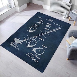 Golf Rug, Sport Rug, Patterned Printing Rug, Patterned Rug, Modern Rug, Printed Rug, Home Decor, Room Decor, Golf Club Rug, Gift for Dad