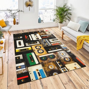 Classic Cassette Rug, 90s Rug, Tape Rug, Retro Design Rug, Non Slip Carpet, Mix Tape Cassette Rug, Music Tape Living Room Rug, Home Decor