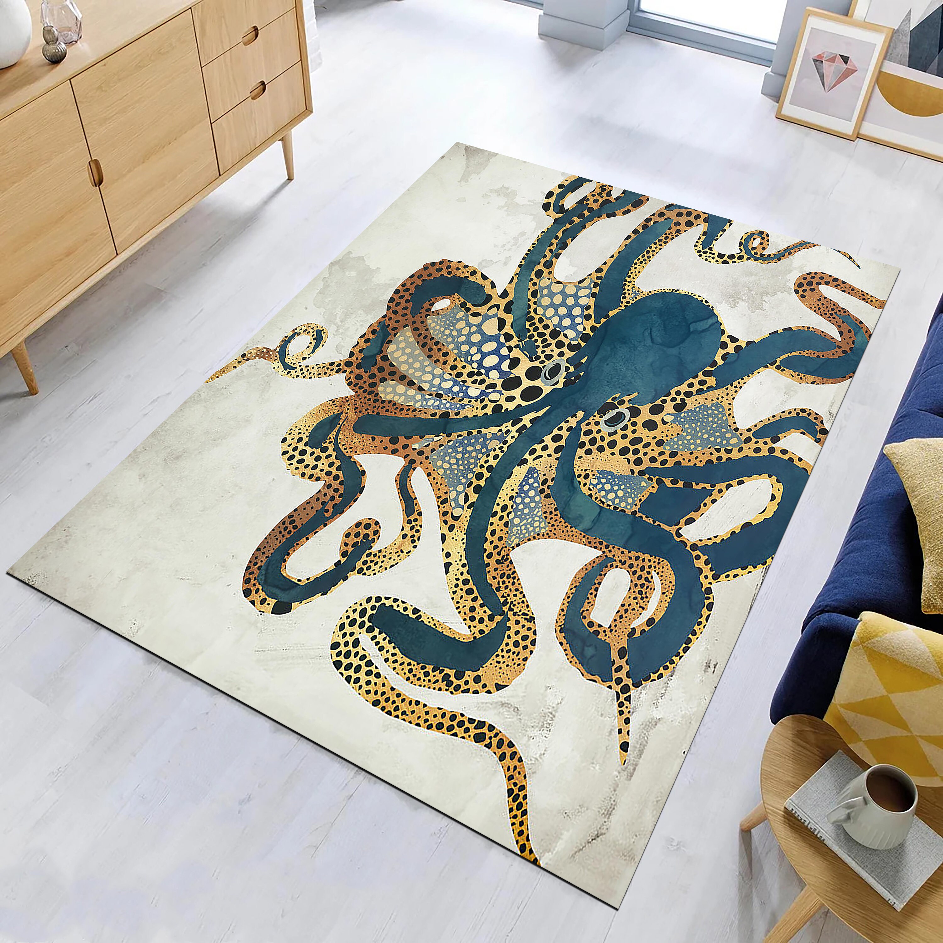 Octopus Channel Rug Octopus Area Rug, Patterned Printing, Modern Home Decor - Etsy
