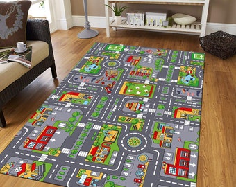 市街地道路地図プレイラグ、コットンアクティビティマット
