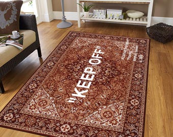 Keep Off Design Rug, Traditional Style Carpet, Non-Slip Cotton Base