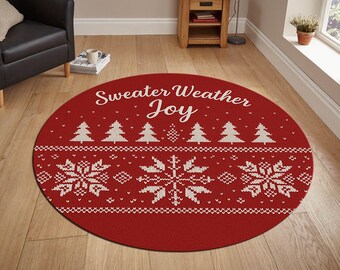 Tapis rond en forme de sapin de Noël, décor de flocons de neige des Fêtes