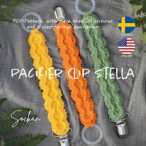 Cute Pacifier Clip, Dummy Clip, Pacifier Holder, Crochet Pattern, DIY Wristband, Headband, Keychain, Strap - Easy Step-by-Step Instructions