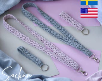 Crochet Keychain Pattern, Wristlet, Keyring, Lanyard, Strap - Easy Step-by-Step Instructions, Customizable, English (US-terms), Swedish