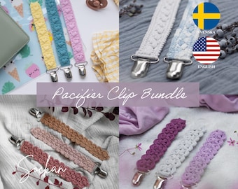 Crochet Pacifier Clip Pattern Bundle: 4 Adorable Designs (PDF Pattern)