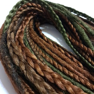 Green, brown and dark brown DE/SE crochet dreadlocks and braid Brown dreadlocks extension Thin tips Long braids Handmade dread Natural color image 4