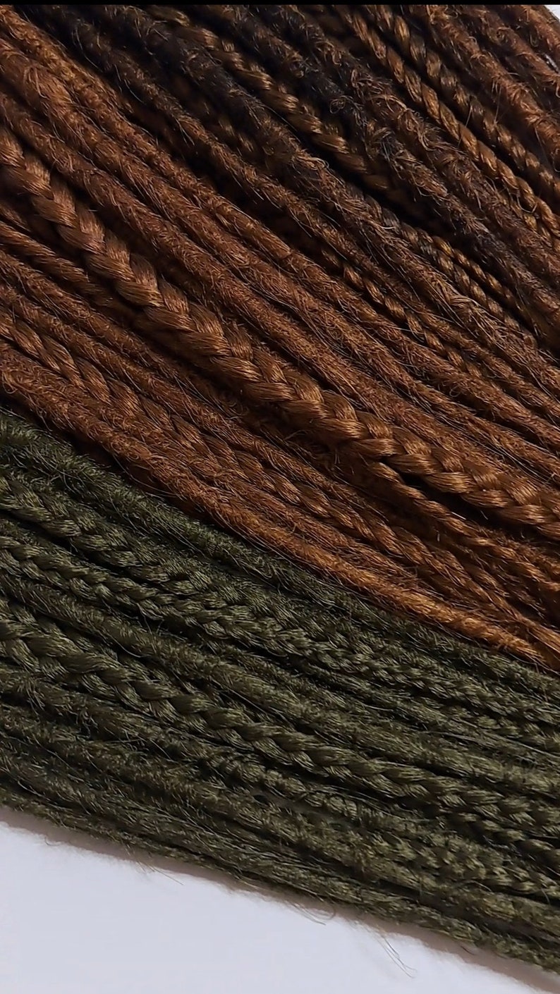 Green, brown and dark brown DE/SE crochet dreadlocks and braid Brown dreadlocks extension Thin tips Long braids Handmade dread Natural color image 5